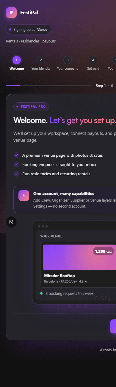 FestiPal mobile onboarding